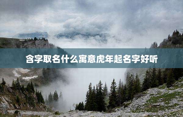 含字取名什么寓意虎年起名字好听