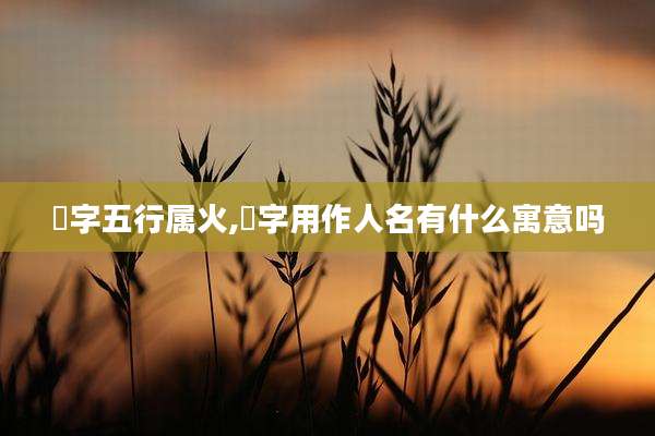気字五行属火,気字用作人名有什么寓意吗