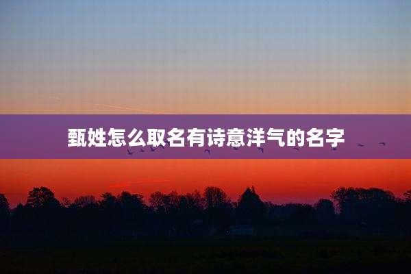 甄姓怎么取名有诗意洋气的名字