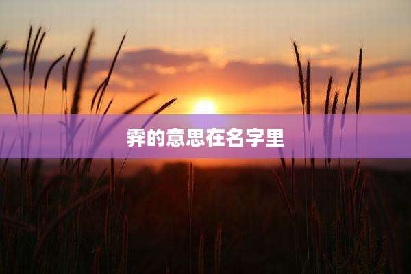 霁的意思在名字里