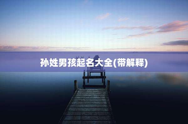 孙姓男孩起名大全(带解释)