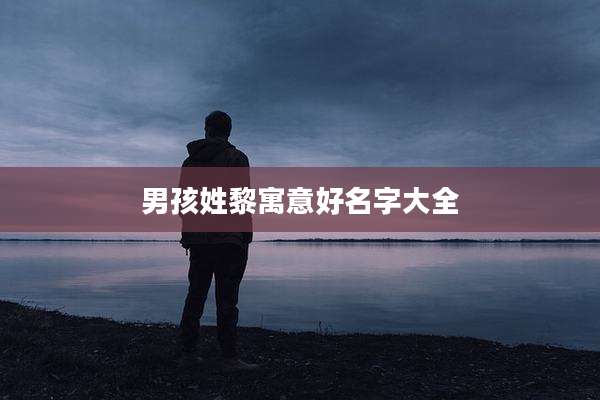 男孩姓黎寓意好名字大全